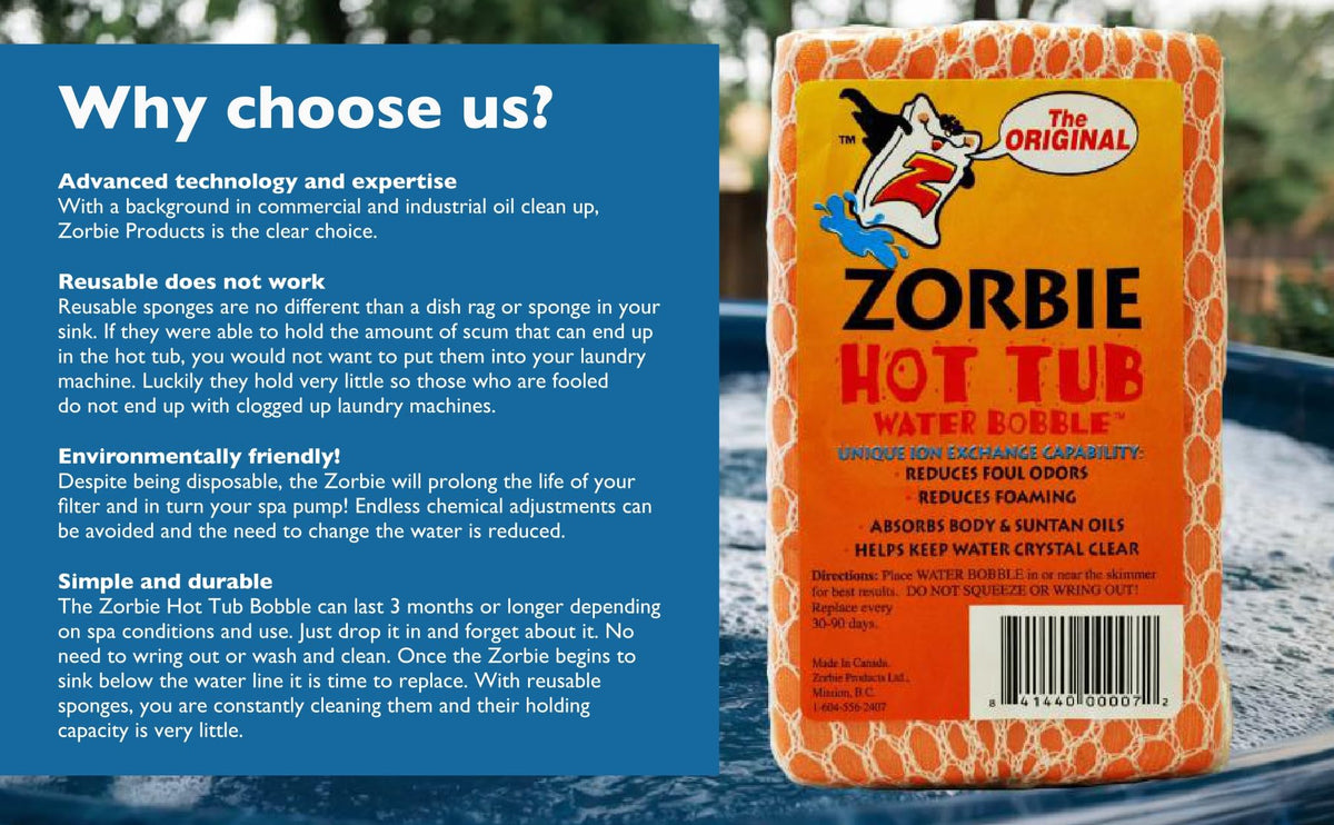 Zorbie Water Bobble easy replacement keeps your spa water fresh.