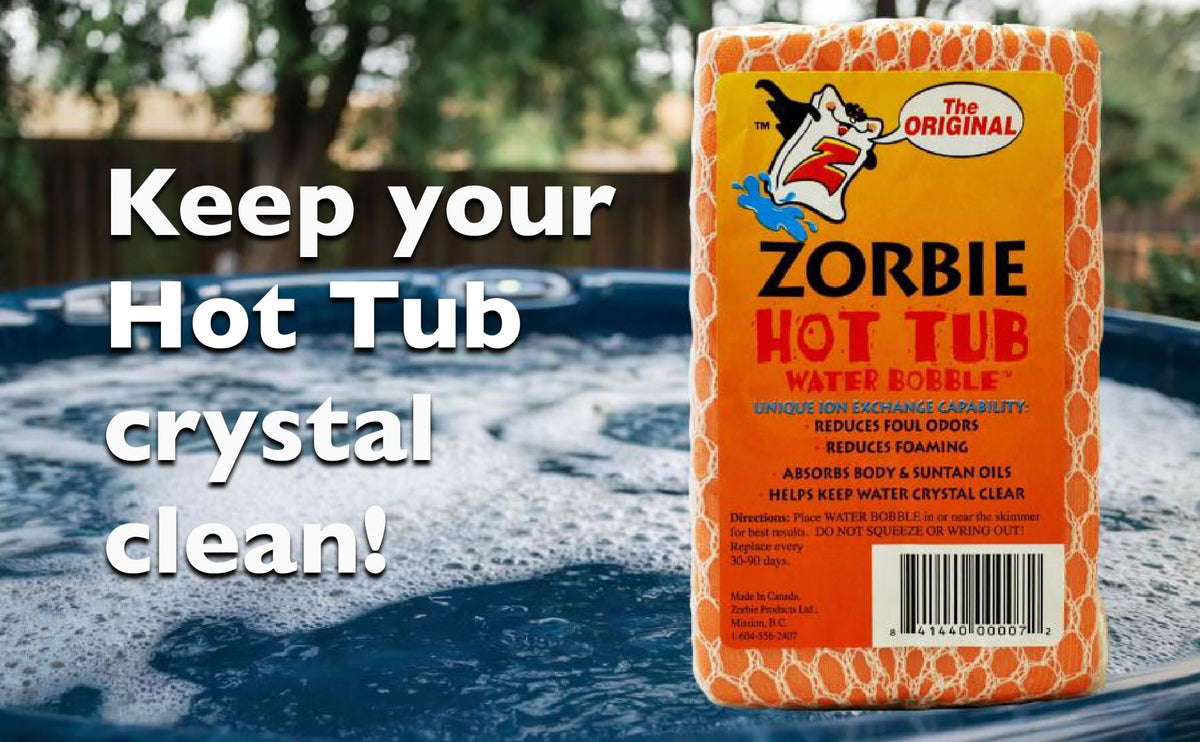 Zorbie Water Bobble near the skimmer for simple spa maintenance.