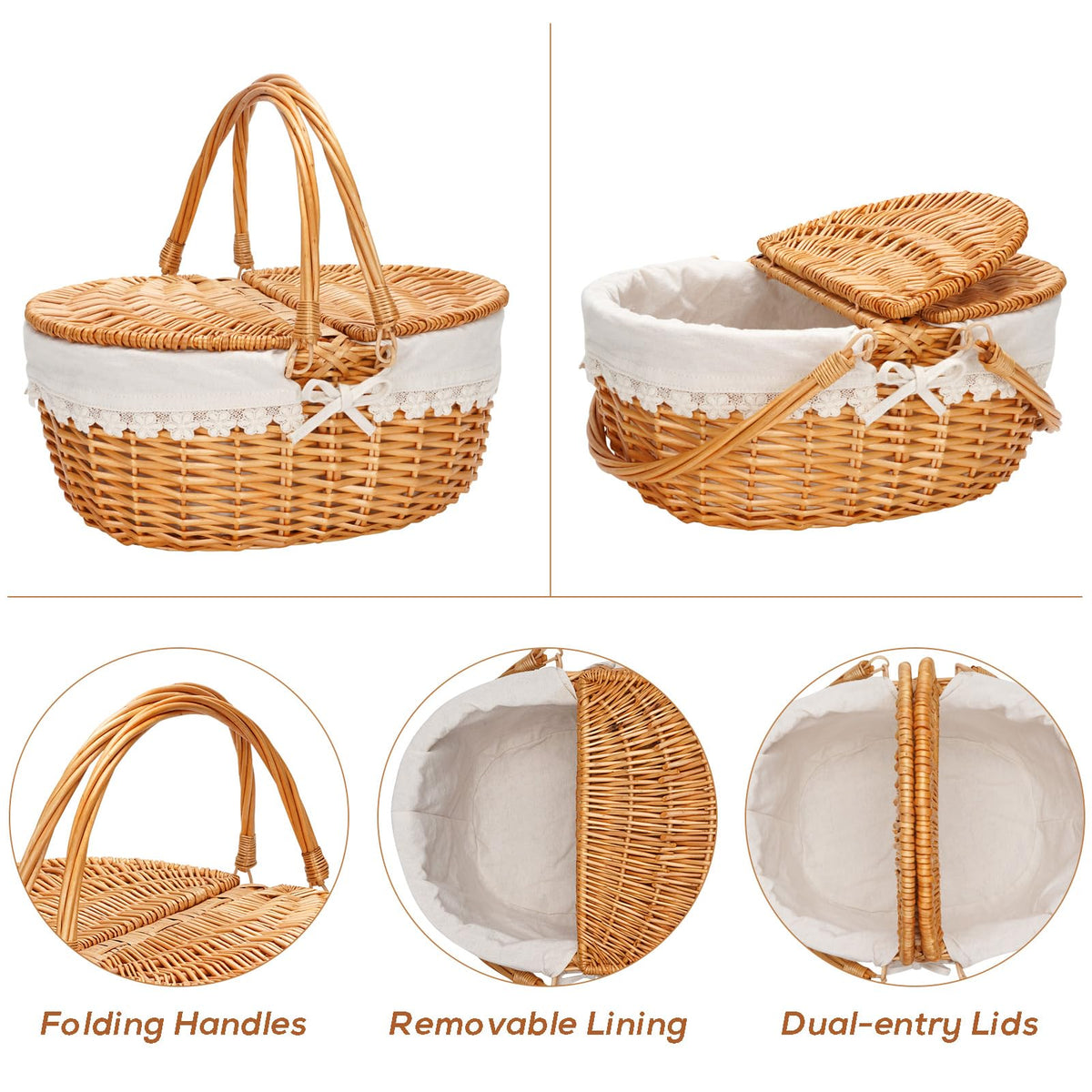 ZORMY durable natural wicker offers long-lasting use for many outings.