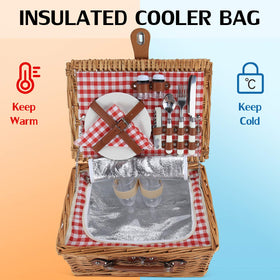 ZORMY insulated-wicker basket with compact carry handle for easy outdoor adventures.