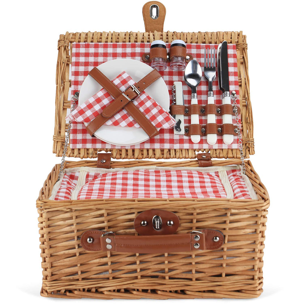 ZORMY wicker basket showcases leather straps and secure fittings to keep items safe.