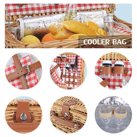ZORMY red-check wicker basket designed for romantic picnics and special occasions.