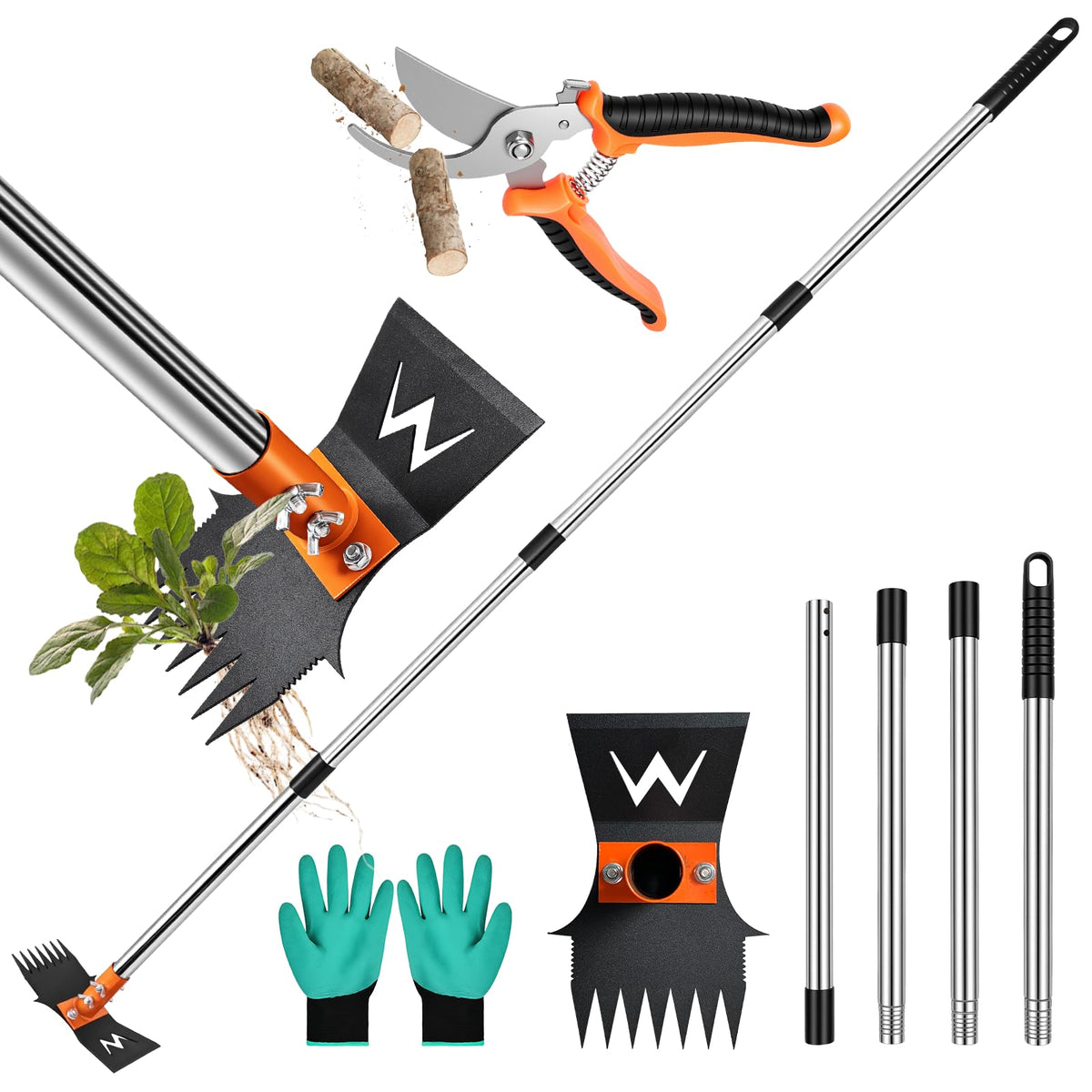 ZORSHUY 60-inch weed remover assembly enables quick setup for effortless weeding.