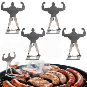 Zorythm muscle-man hot dog stand on grill for sturdy grilling and easy serving