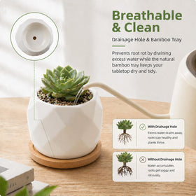 ZOUTOG small white ceramic pot complements modern office decor.