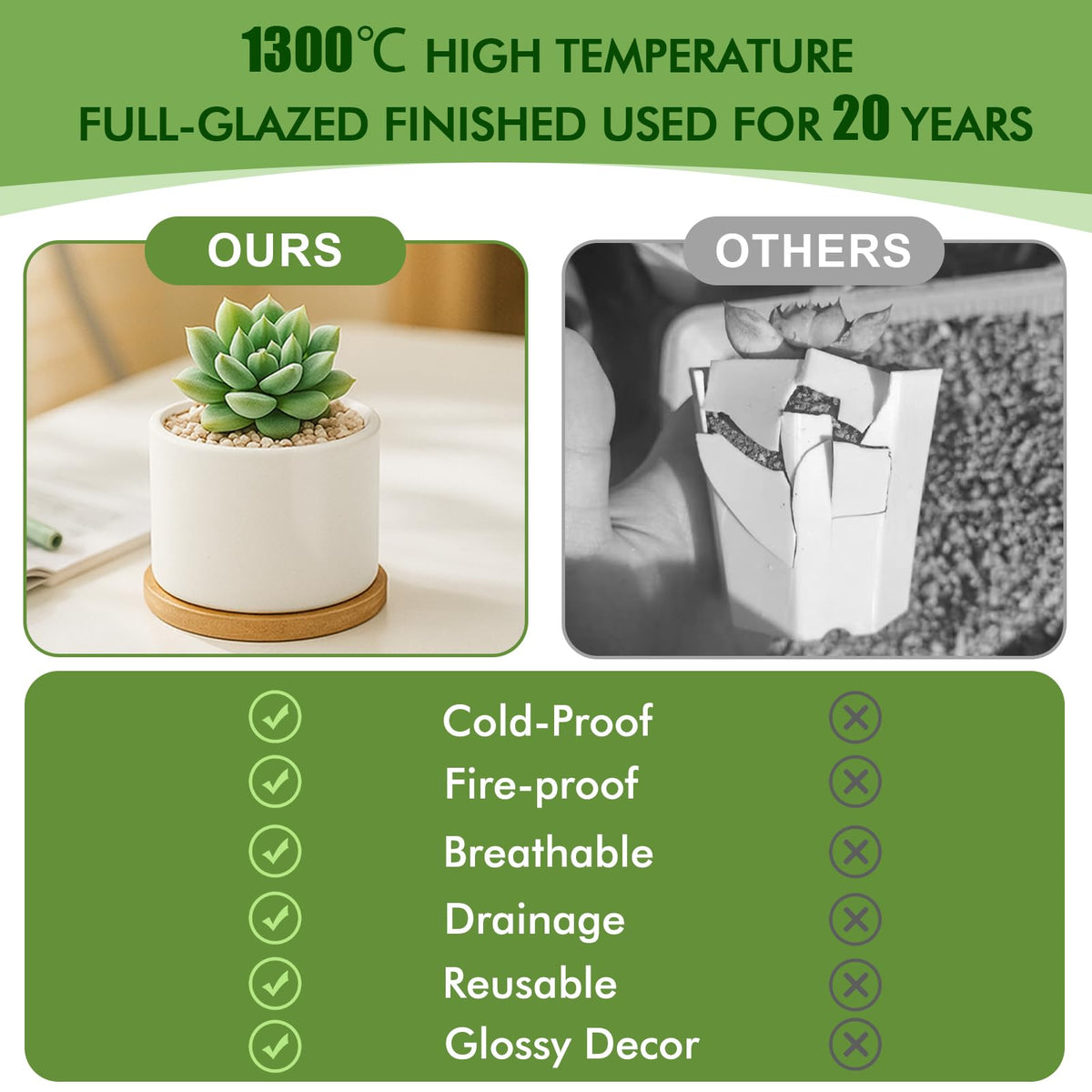 ZOUTOG pots with drainage holes help prevent overwatering and root moisture buildup