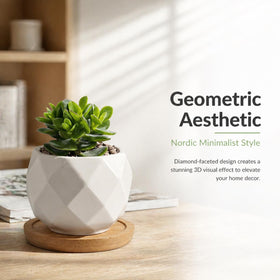 ZOUTOG square ceramic planter ideal for desks and windowsills.