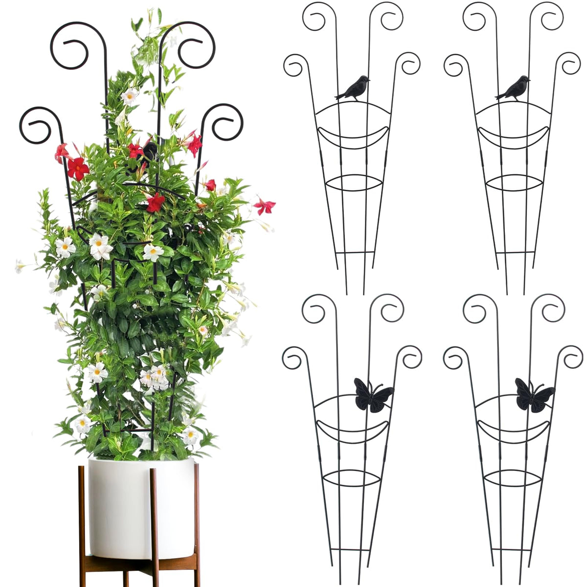 ZOUTOG trellis butterfly shape supports climbing vines indoors.