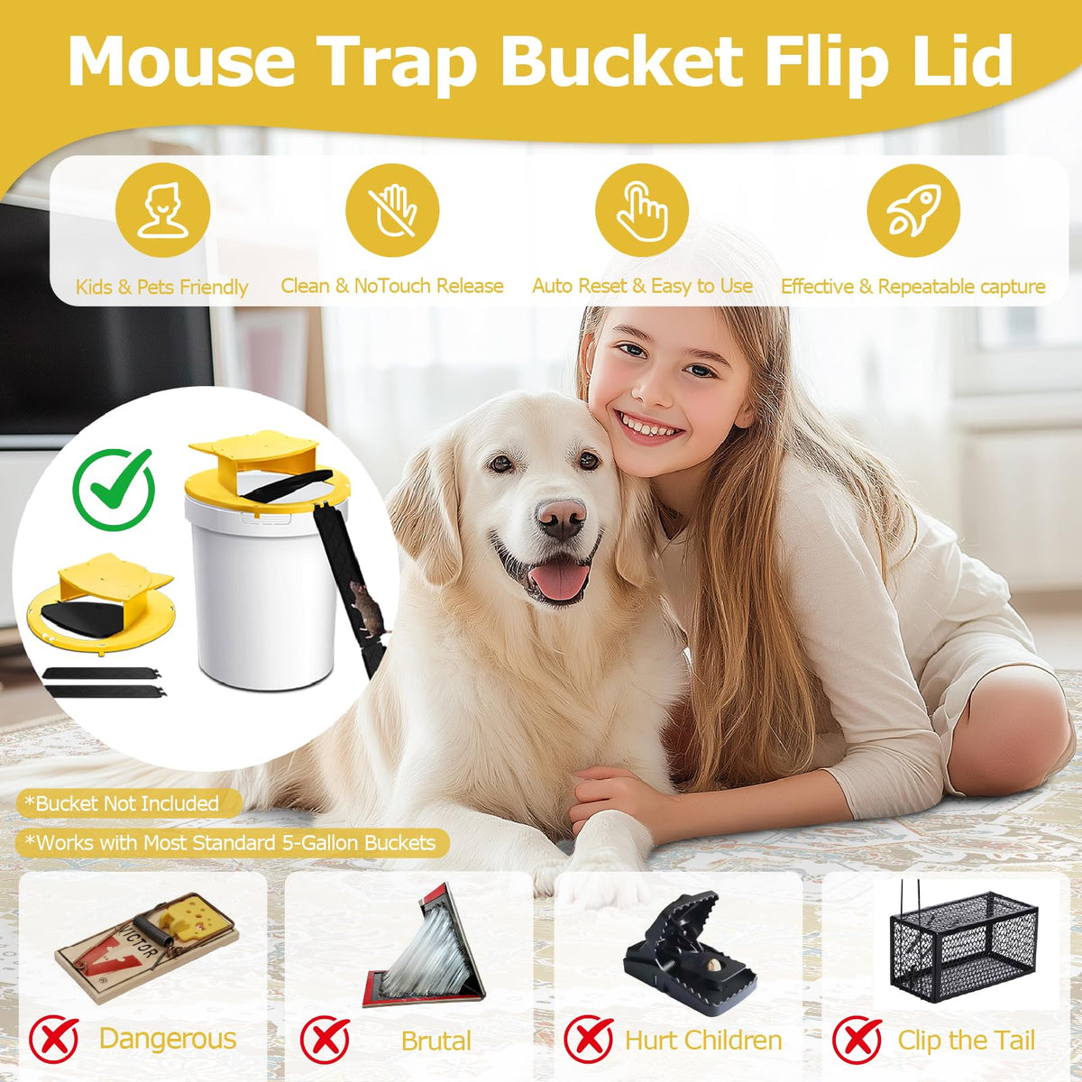 ZOVENCHI bucket lid attached to a standard bucket for fast setup