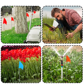 Zozen marking flags with steel poles—reliable outdoor markers that resist wind and reuse.