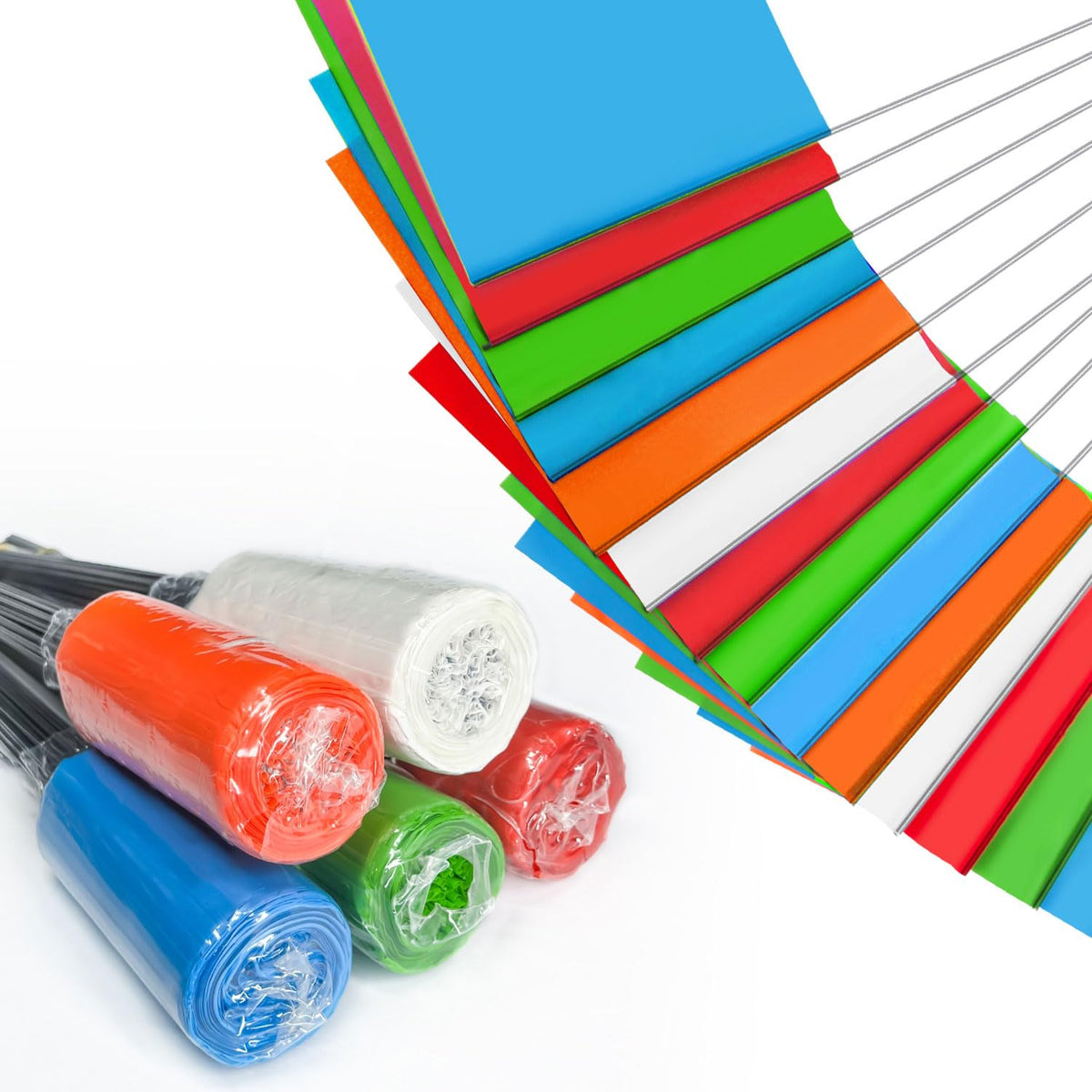 Zozen marking flags orange set—high visibility for lawn and irrigation layouts.