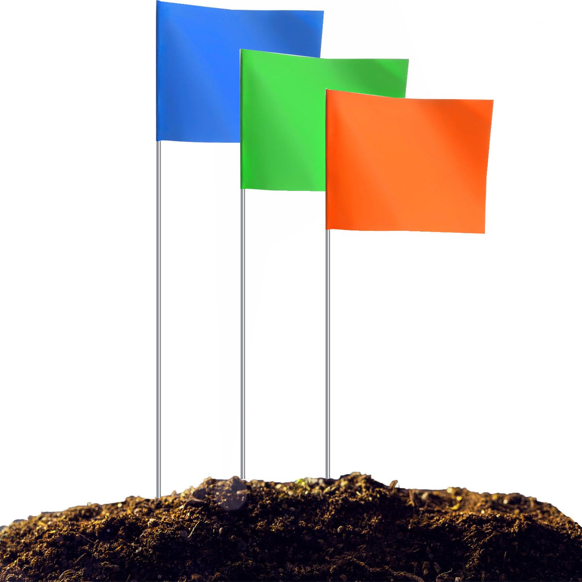 Zozen marking flags pack with orange, green, blue for high visibility site marking.