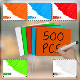 Zozen marking flags white set—clear yard boundaries for landscaping projects.