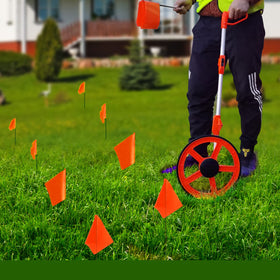 Zozen yard marking flags in use provide clear lawn boundaries.