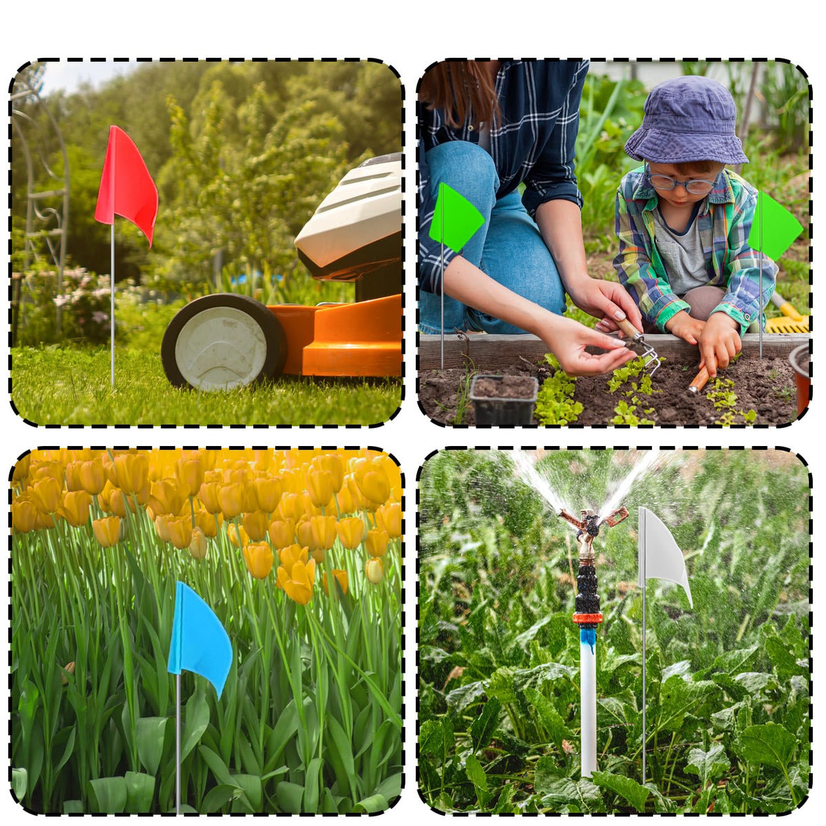 Zozen yard marking flags for construction and landscaping use cases with high visibility.