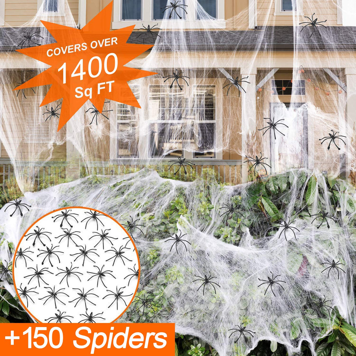 ZPISF 150 included spiders add realistic Halloween fright to your decorations.
