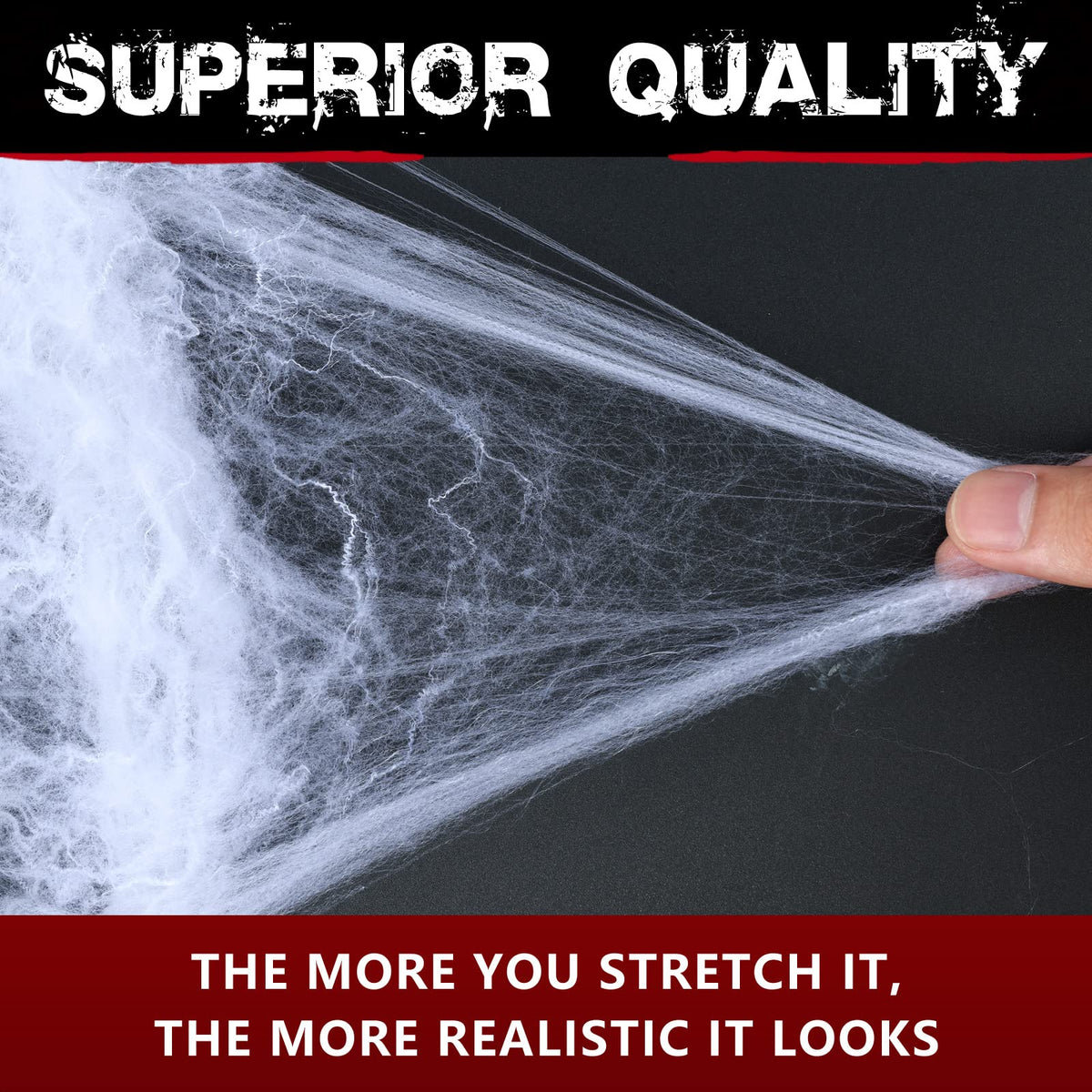 ZPISF ultra-stretch cobwebs drape over windows and walls for dramatic effect.
