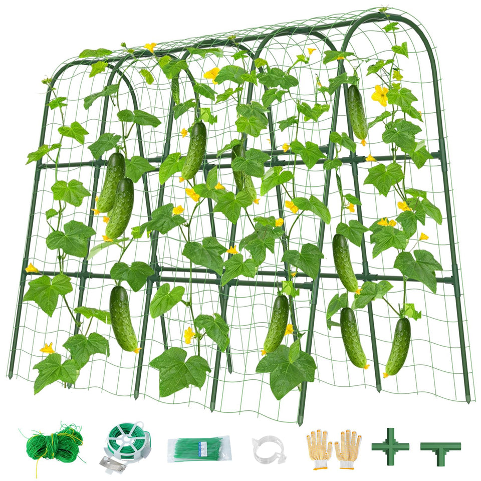 ZPMOCKAQ U-frame cucumber trellis provides sturdy climbing support.