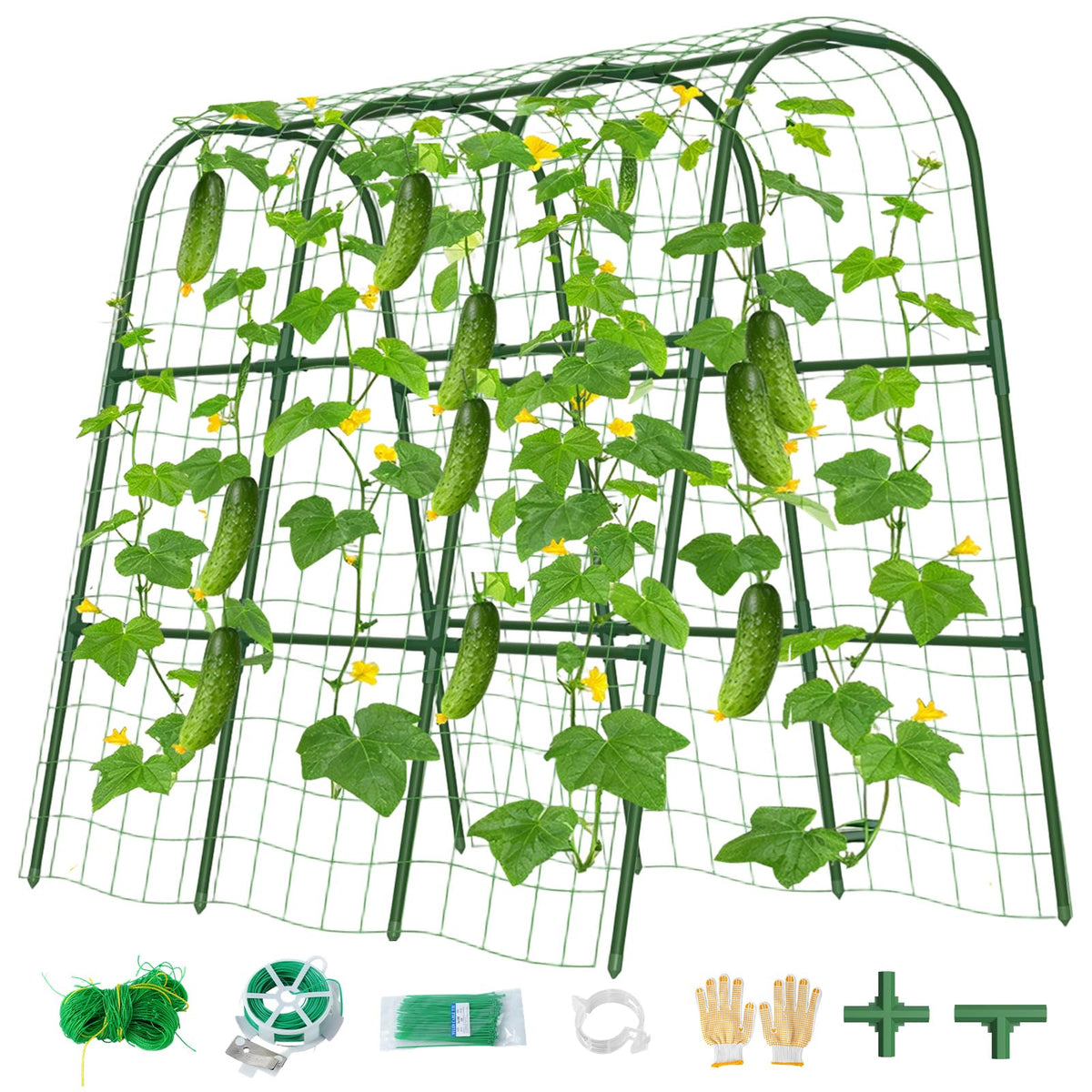 ZPMOCKAQ cucumber trellis with U-frame arch supports climbing vines in raised beds