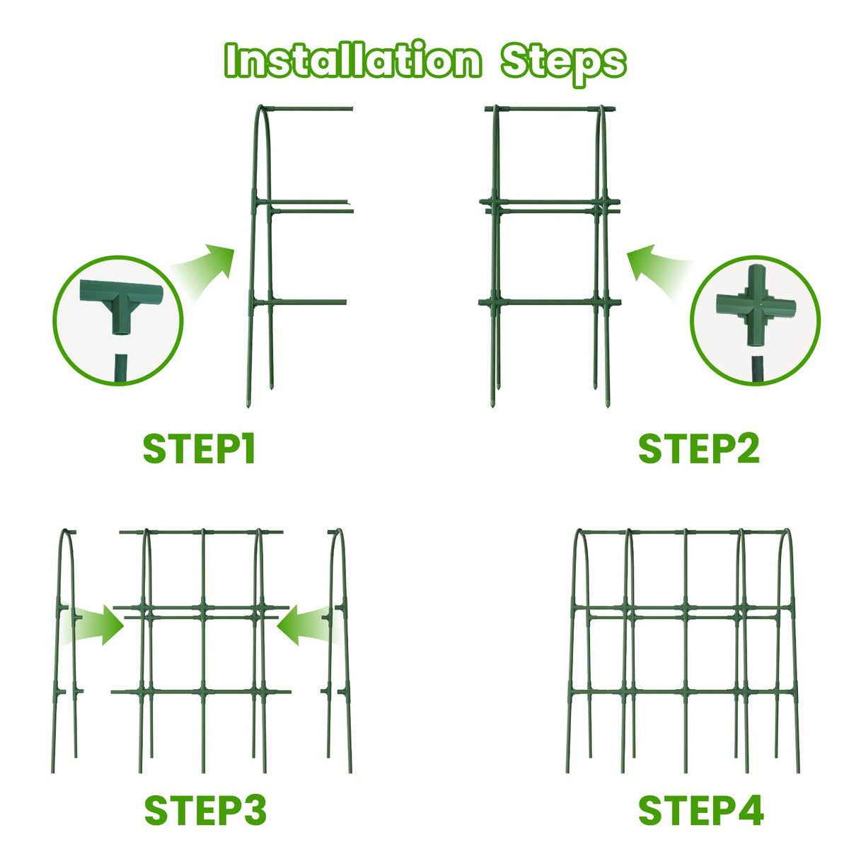 ZPMOCKAQ trellis netting adds climbing area for vigorous plants.