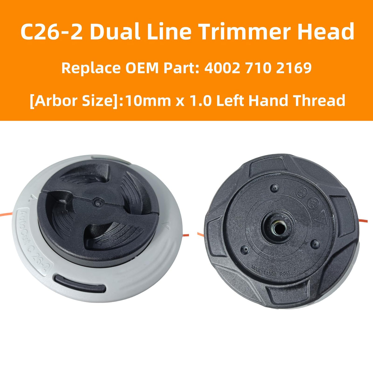 Zqqalitize C26-2 dual-line trimmer head side view enhances balance during trimming.