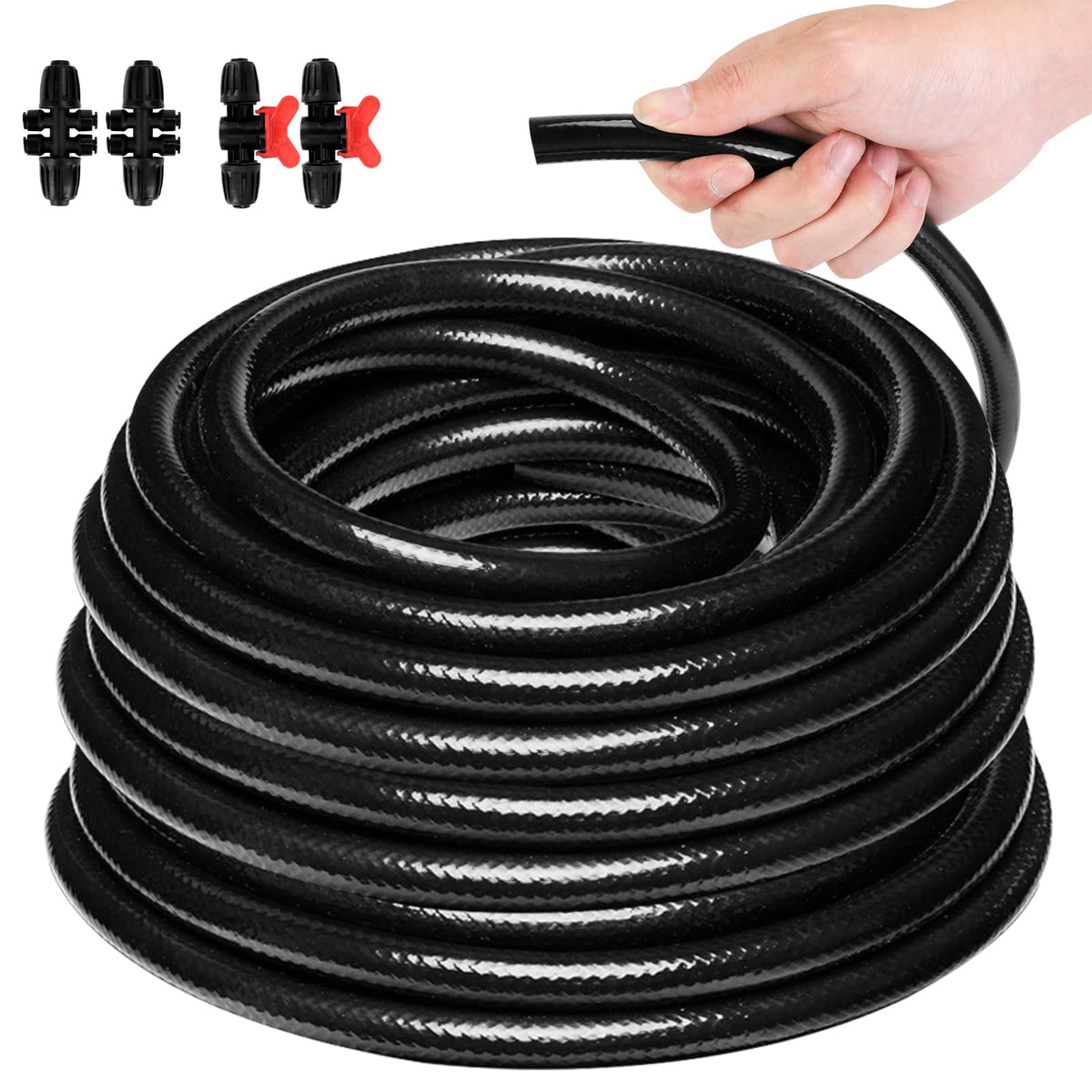 Zquilabon half-inch drip tubing 50ft, ideal mainline for garden irrigation.