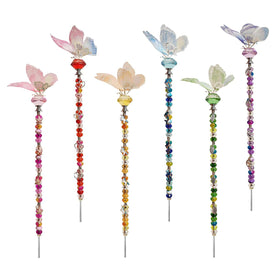 ZSlactp crystal diamonds on a butterfly garden stake for sparkling outdoor decor