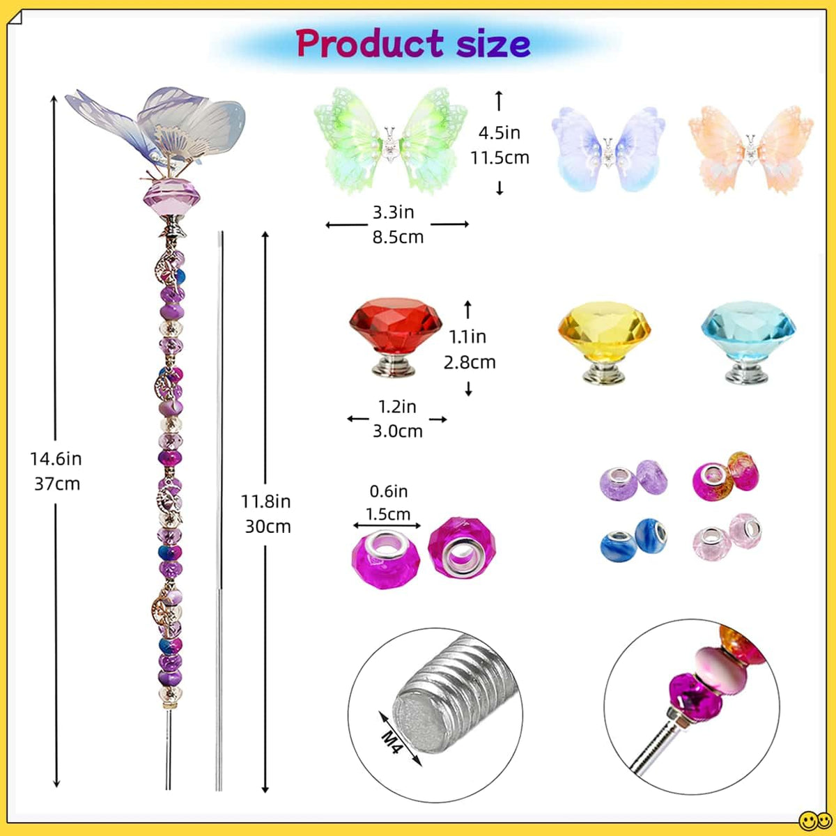 ZSlactp butterflies and beads ready for DIY fairy wand decoration
