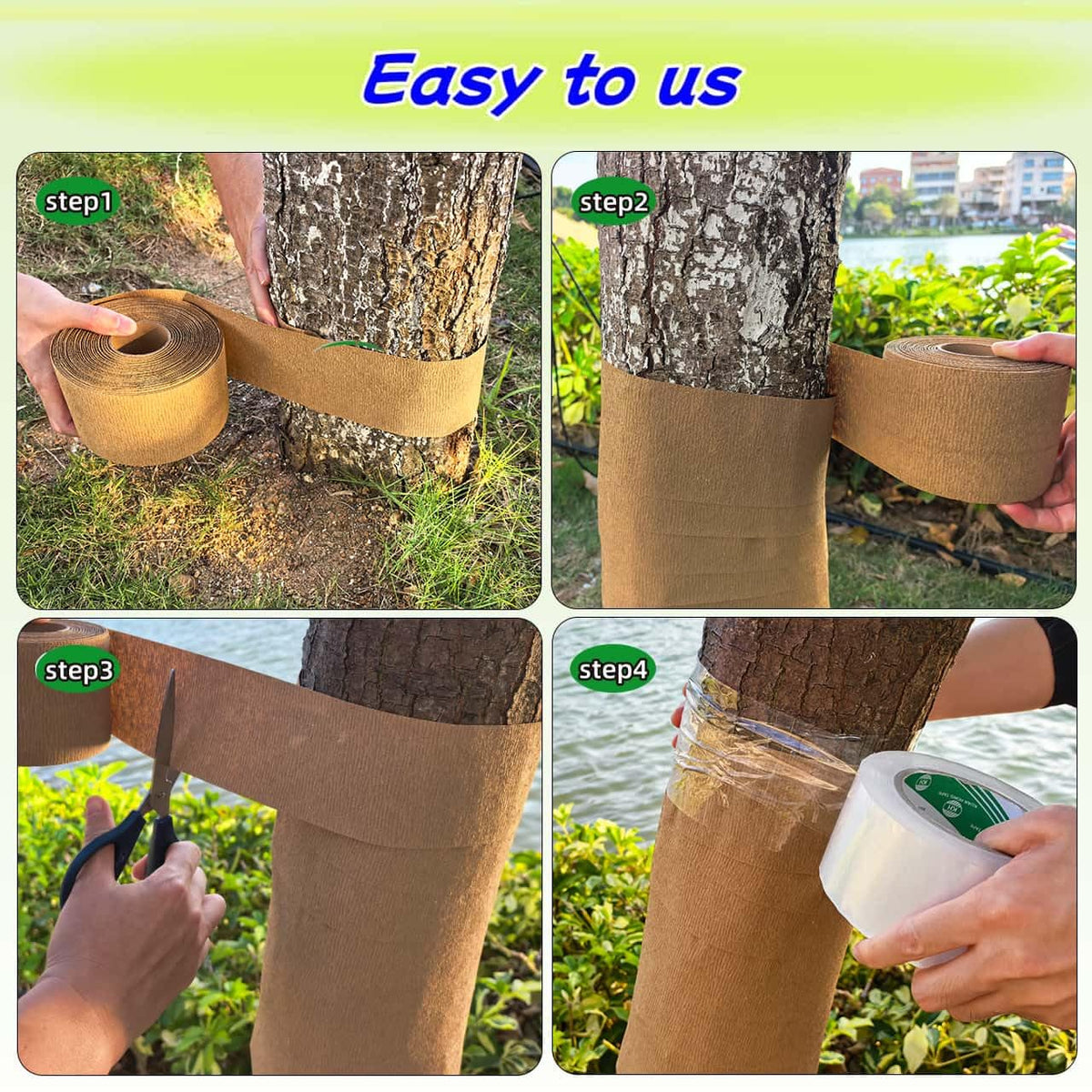 ZSlactp tree wrap guards against sunscald, frost and weather damage