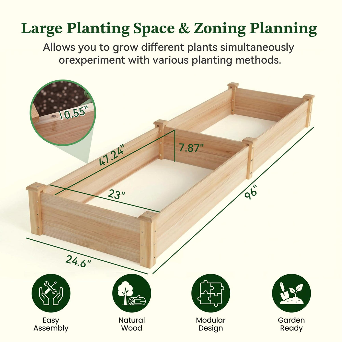ZSYWODFO bed with divider helps organize herbs and veggies.