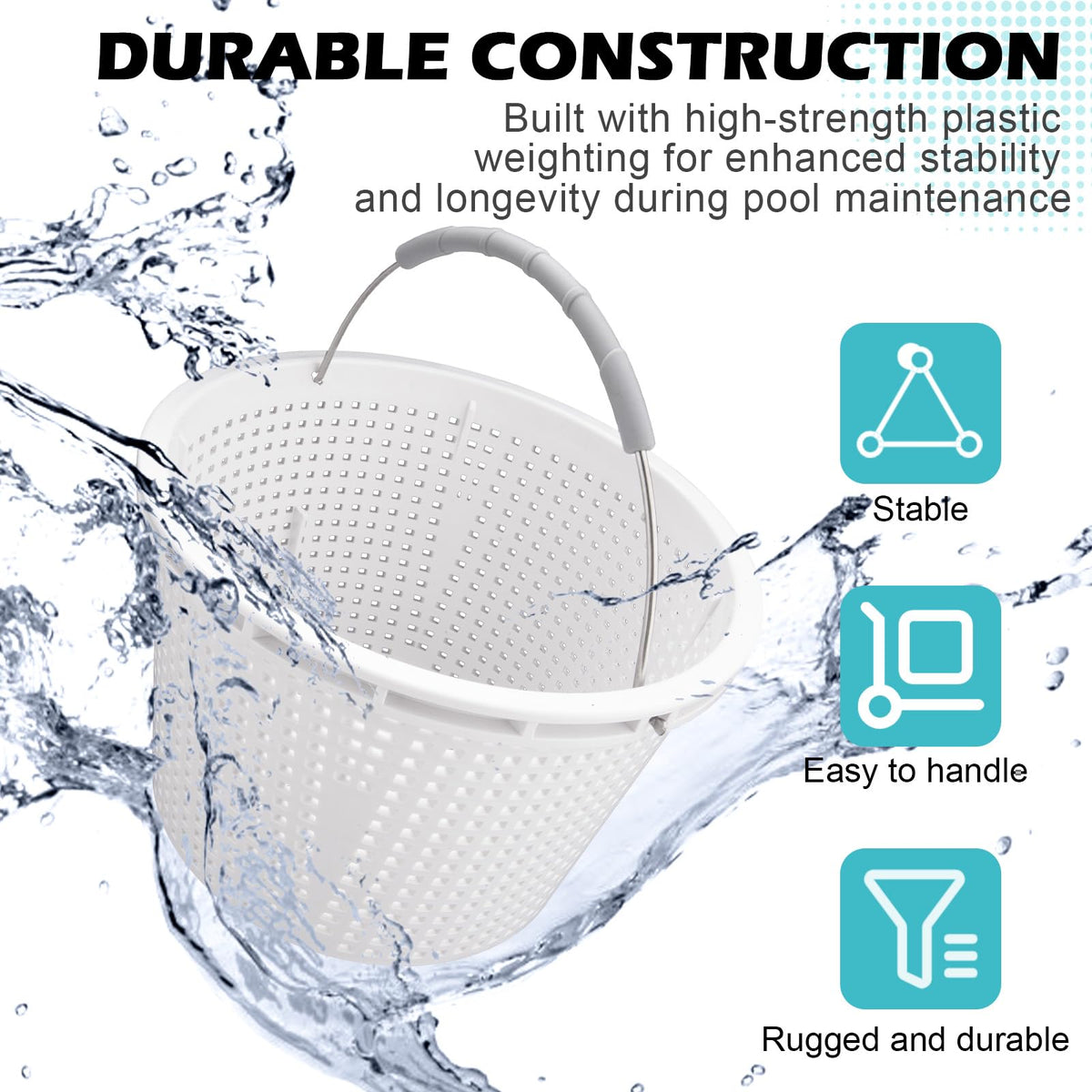 Perforated design of ZTTM skimmer basket balances debris capture and water flow