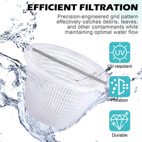 ZTTM skimmer basket removable stainless steel handle for quick cleaning.