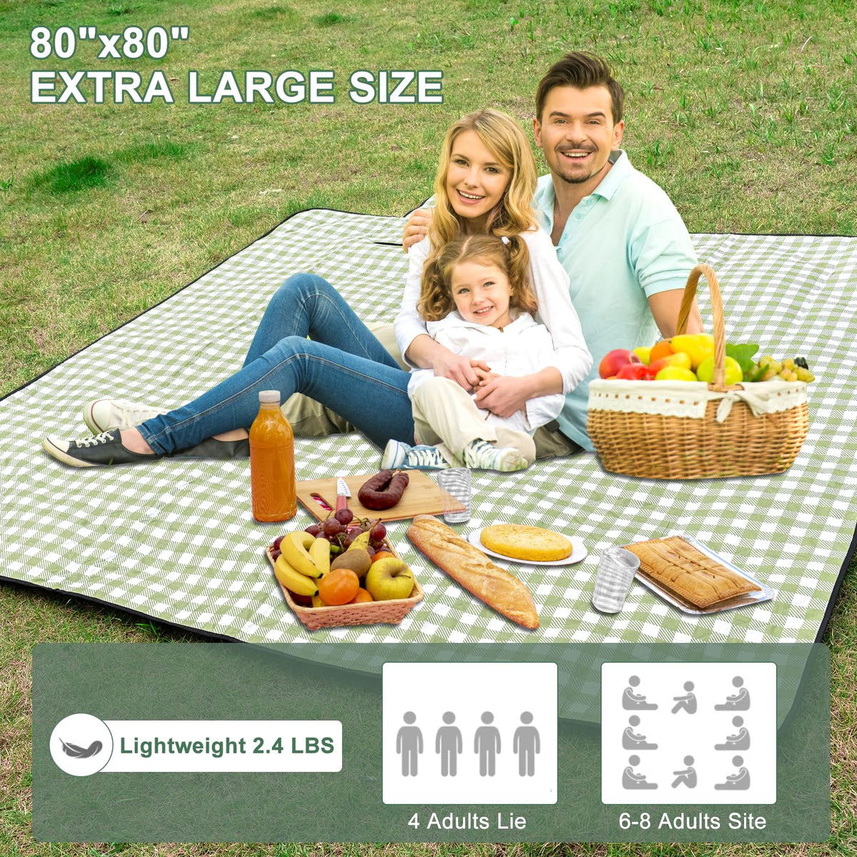 ZUBOND picnic blanket plaid pattern ideal for outdoor picnics