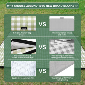 ZUBOND picnic blanket waterproof bottom keeps damp grass away