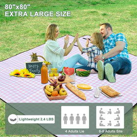 ZUBOND picnic blanket waterproof bottom keeps you dry on damp grass.