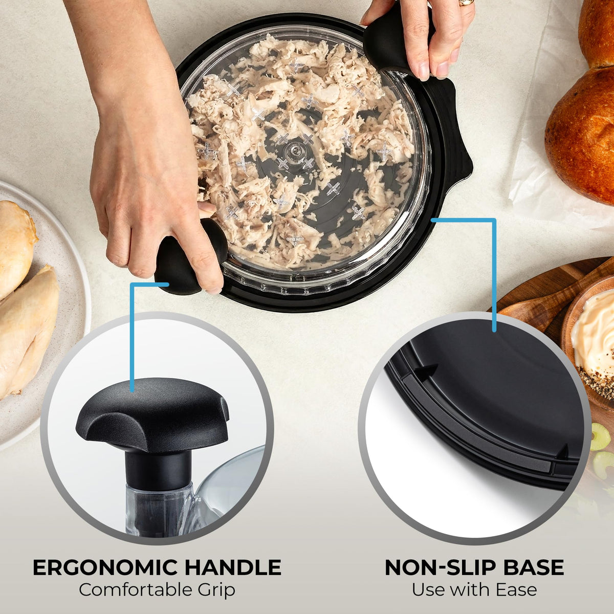 Zulay Kitchen dishwasher-safe shredder for quick cleanup after meals.