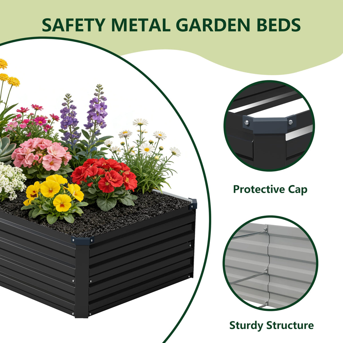 Zunatu open-bottom bed promotes drainage and healthier root growth.