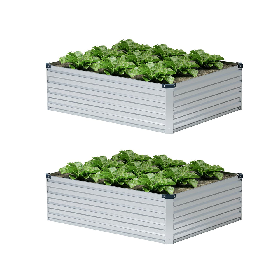 ZUNUDA galvanized raised garden bed kit left view, ideal for vegetables