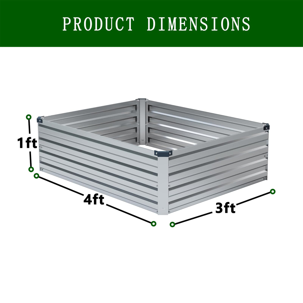 ZUNUDA galvanized raised garden bed kit right view, great for planter layouts