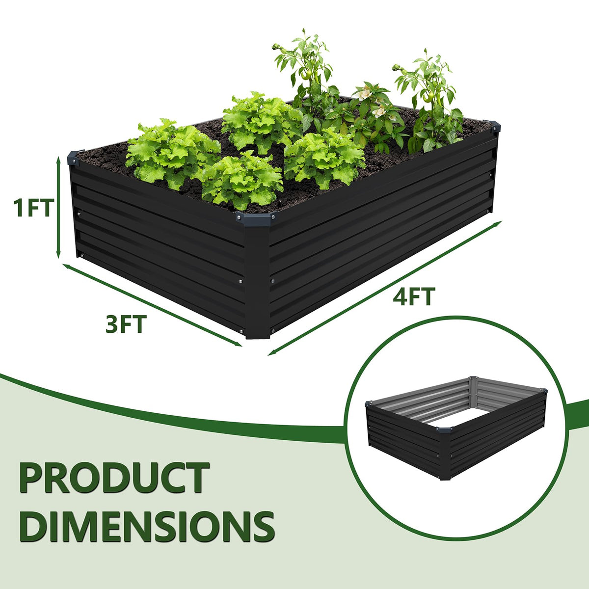 ZUNUDA 48x36 planting area suitable for vegetables and herbs