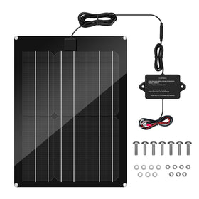 Zuomeng 15W solar panel kit mounted on a trailer for reliable battery top-off