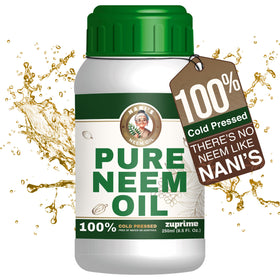 Zuprime Nani's Pure Neem Oil concentrate bottle for dilution and organic pest prevention.