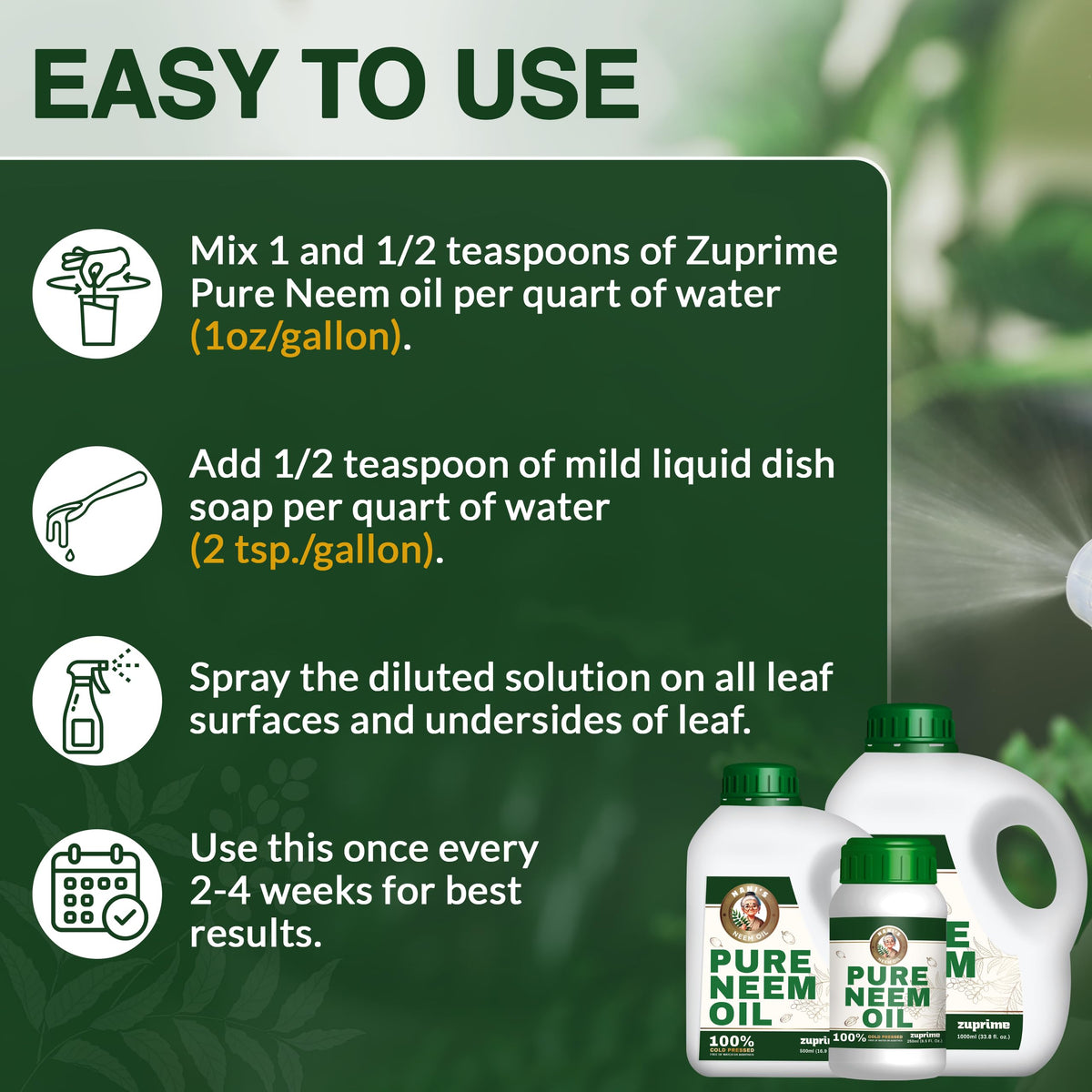 Outdoor garden leaves refreshed by Zuprime Nani’s Neem Oil spray