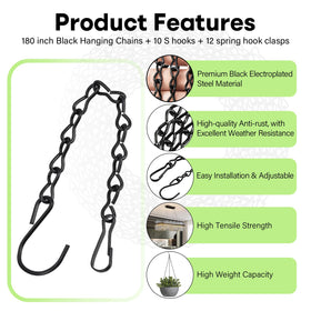 ZUZUAN black electroplated steel chain offers corrosion resistance with a sleek look.