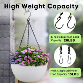 ZUZUAN black S-hooks set enables easy hanging for baskets and lights outdoors.