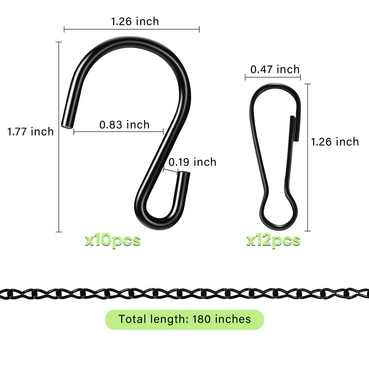 ZUZUAN chain kit with ten S-hooks, versatile for indoor and outdoor hanging.