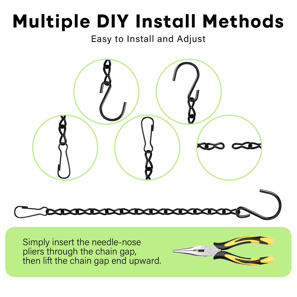 ZUZUAN twelve spring hooks provide secure attachment for decor and planters.
