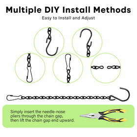 ZUZUAN twelve spring hooks provide secure attachment for decor and planters.