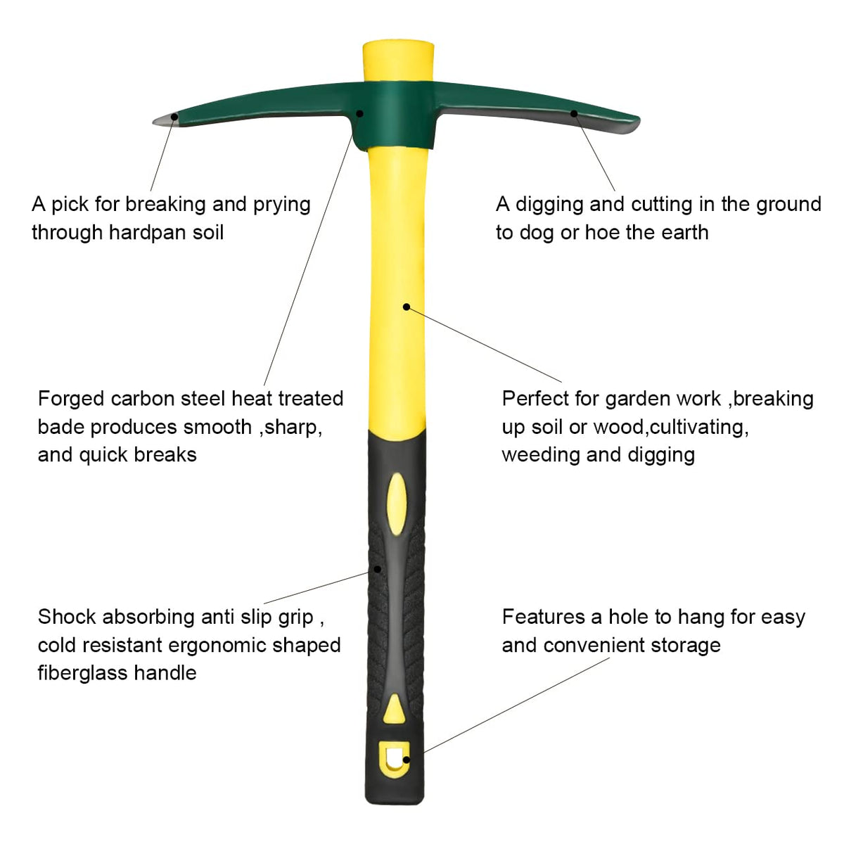 ZUZUAN plastic-coated fiberglass handle offers comfort and a secure grip.