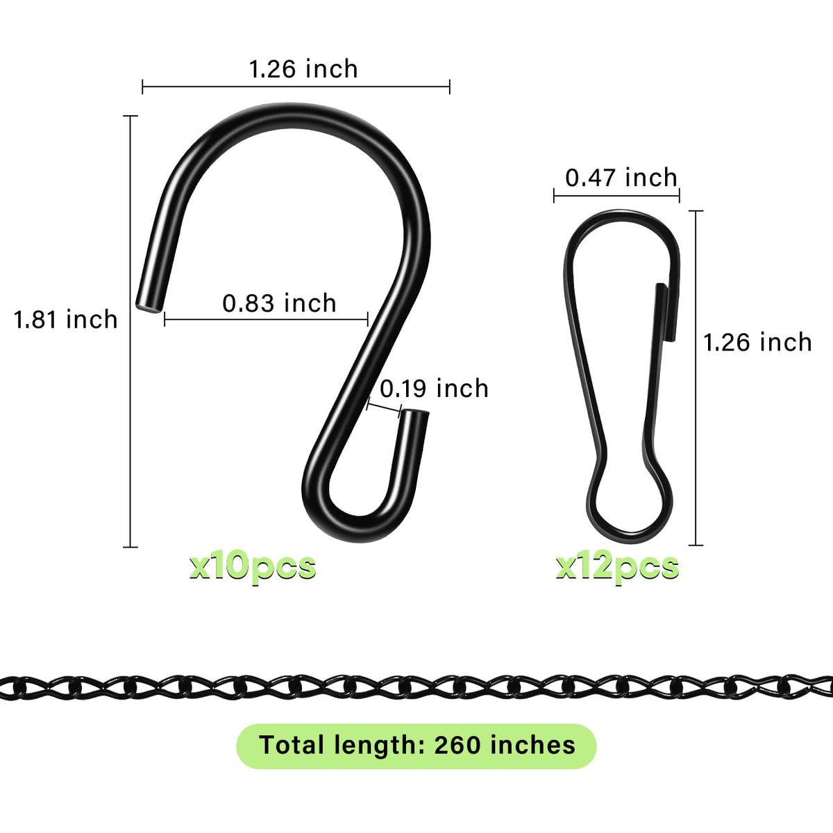 ZUZUAN spring hooks close-up shows secure attachment for cages and chimes.